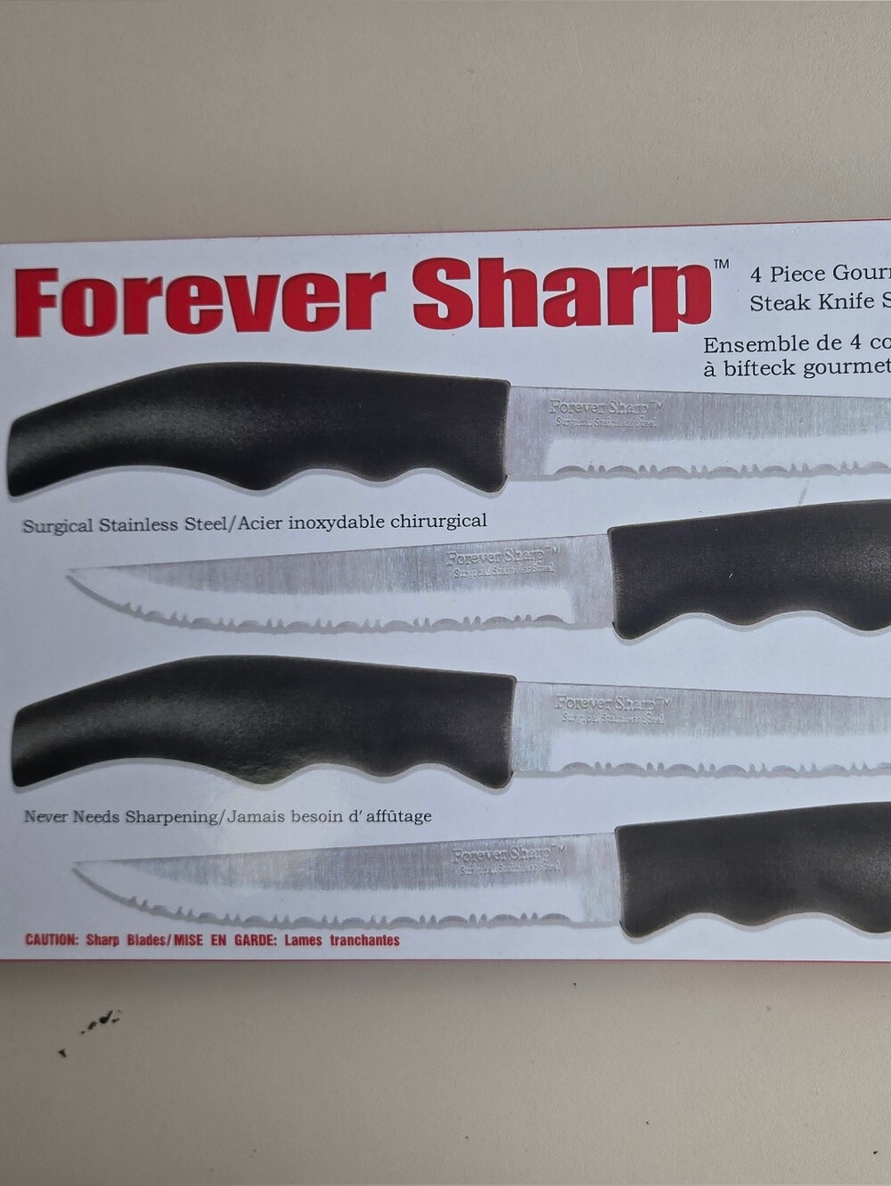 Forever Black Handle 4-Piece Steak Knife Set